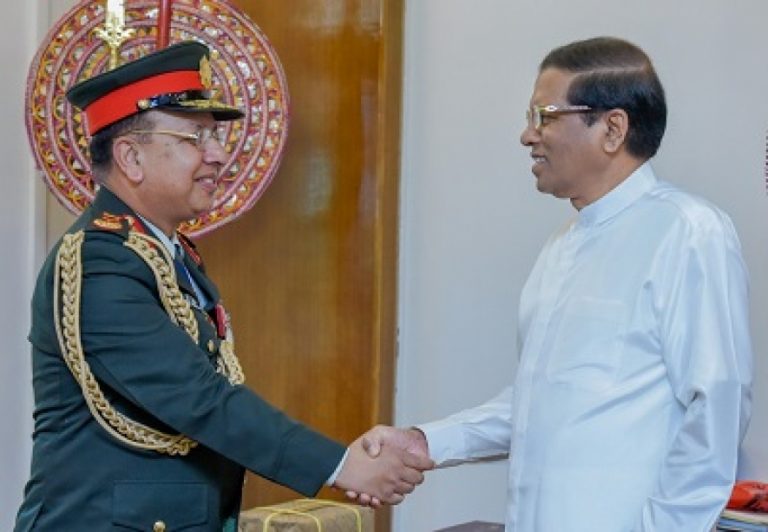 නේපාල යුද හමුදා මාණ්ඩලික ප්‍රධානී සහ ජනපති අතර හමුවක්