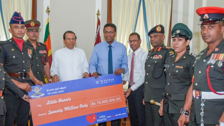‘ලිට්ල් හාර්ට්’ අරමුදල වෙනුවෙන් යුද හමුදාවේ මූල්‍ය පරිත්‍යගයක් ජනපතිට භාරදෙයි