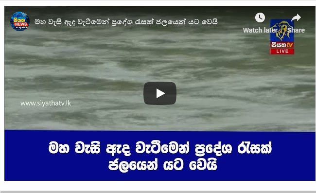 මහ වැසි ඇද වැටීමෙන් ප්‍රදේශ රැසක් ජලයෙන් යටවෙයි