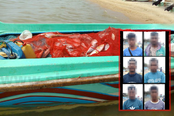 තහනම් දැල් භාවිතා කර මසුන් ඇල්ලූ හයක් නාවික හමුදා බාරයට