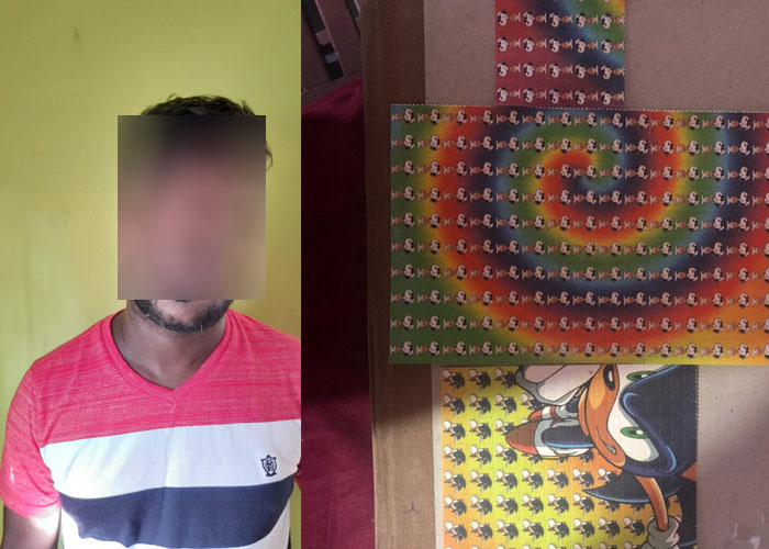 මත් ද්‍රව්‍ය යොදා සකස් කරන ලද මුද්දර 1100ක් සමග සැකකරුවෙකු අත්අඩංගුවට