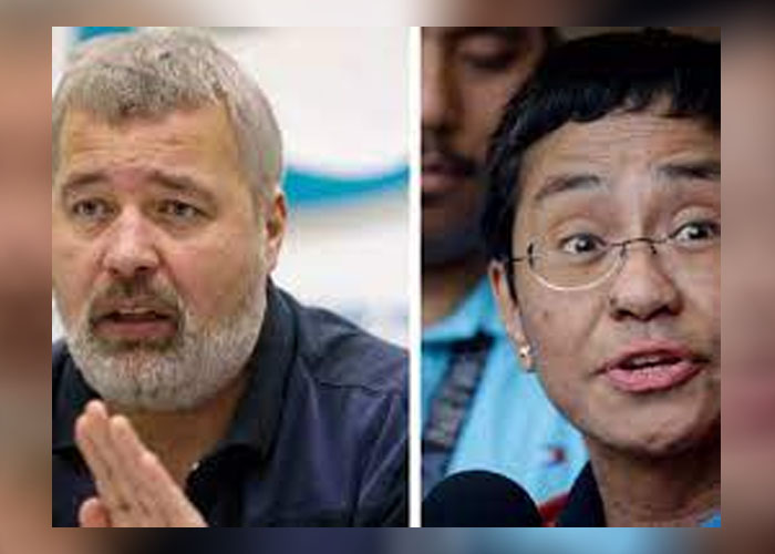 මෙවර නොබෙල් සාම ත්‍යාගය ජනමාධ්‍යවේදීන් දෙදෙනෙකුට හිමි වෙයි