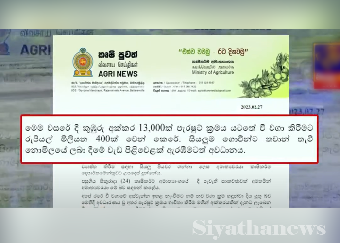 මේ වසරේ කුඹුරු අක්කර 13,000ක් පැරෂුට් ක්‍රමයට