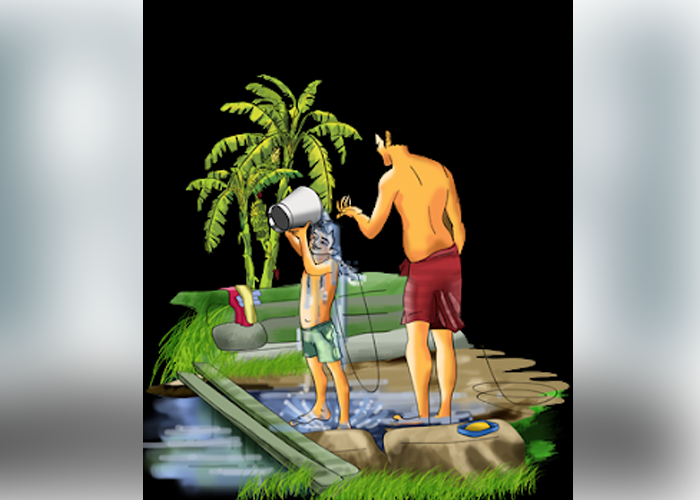 පරණ අවුරුද්ද සදහා ස්නානය කිරීමේ චාරිත්‍රය අද