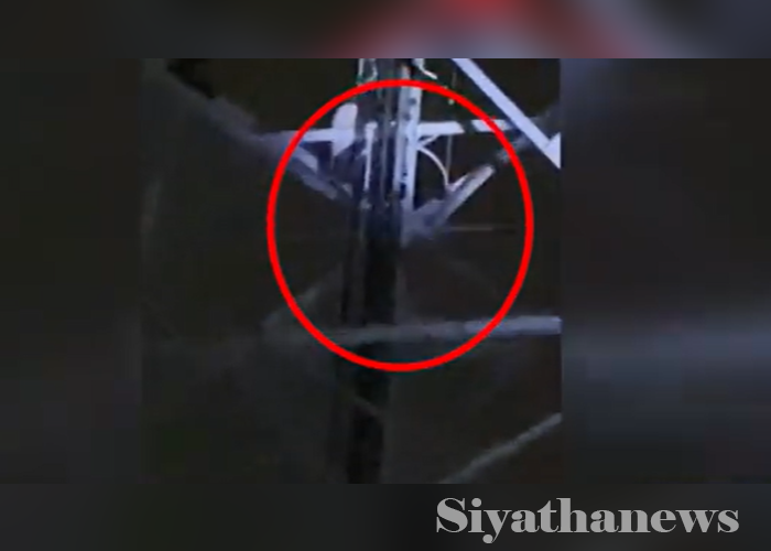කාන්තාවකට තියුණු ආයුධයකින් පහර දුන් පුද්ගලයෙක් කුලුනකට නගී