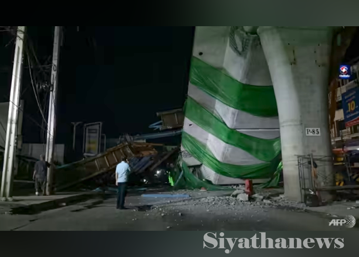 බැංකොක්හි ඉදිවෙමින් පැවතුන අධිවේගී මාර්ගයෙක් කඩා වැටෙයි