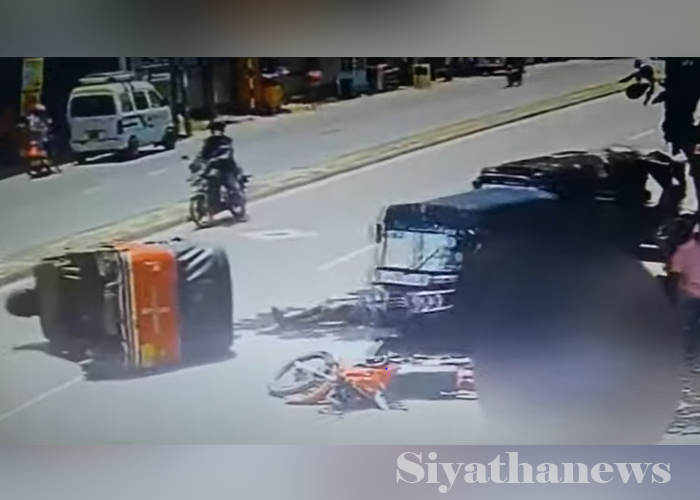 ත්‍රිරෝද රථයක් තවත් ත්‍රිරෝද රථ 3ක සහ යතුරු පැදි 4ක ගැටෙයි