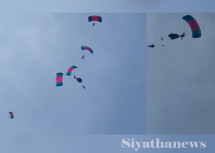 නිදහස් දින පෙරහුරුවේ දී පැරෂුට් අනතුරක්(VIDEO)