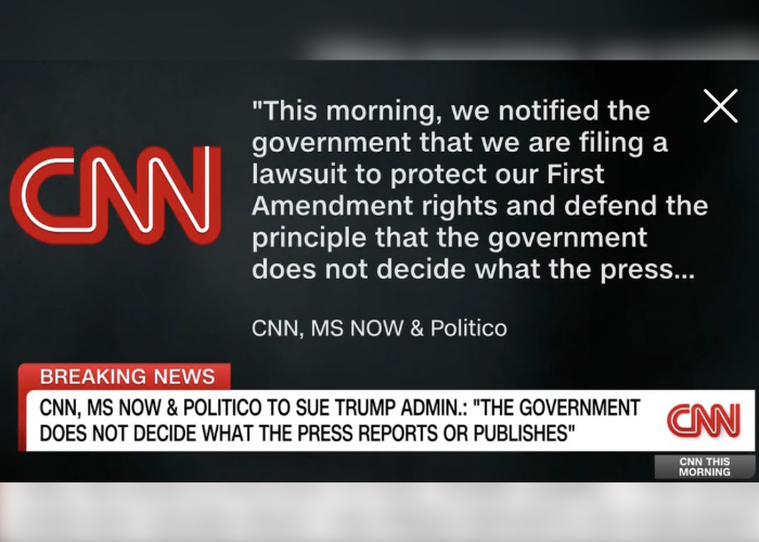 CNN, MS NOW සහ Politico, ට්‍රම්ප් පරිපාලනයට නඩු පවරයි